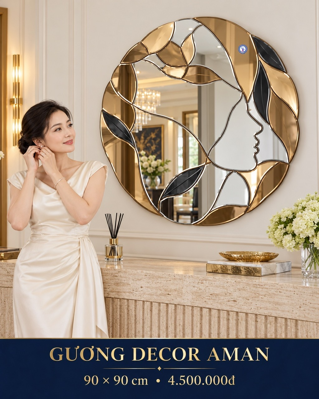 Aman artistic mosaic mirror in an elegant room