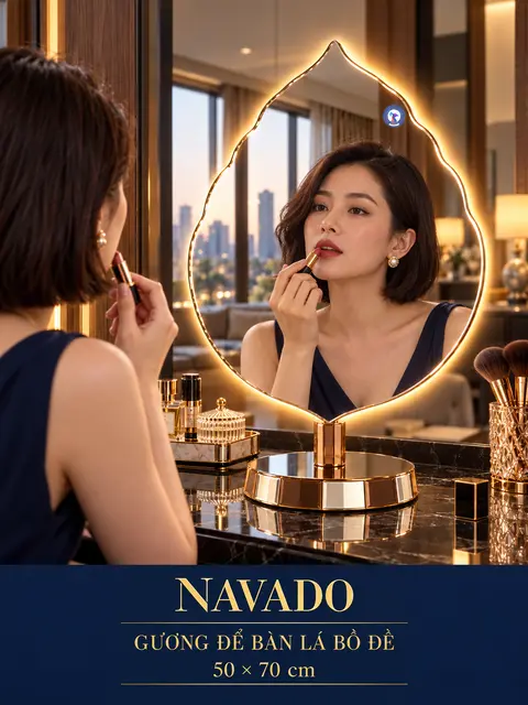 Bodhi Leaf Tabletop LED Mirror, 50 × 70 cm — NAVADO mirror