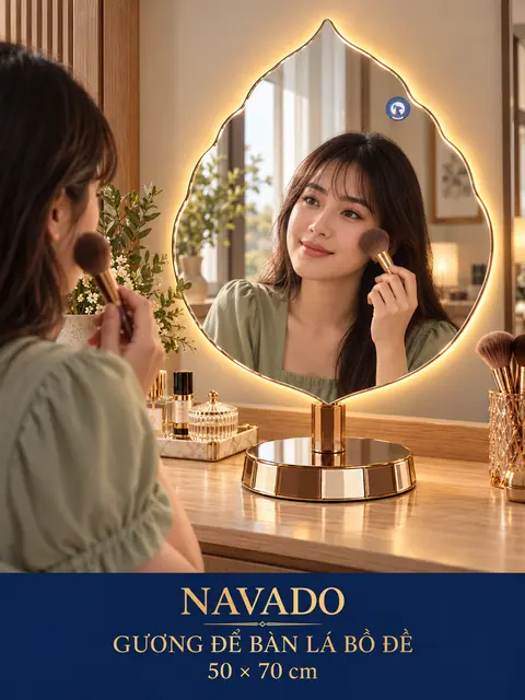 Bodhi Leaf Tabletop LED Mirror, 50 × 70 cm — NAVADO mirror
