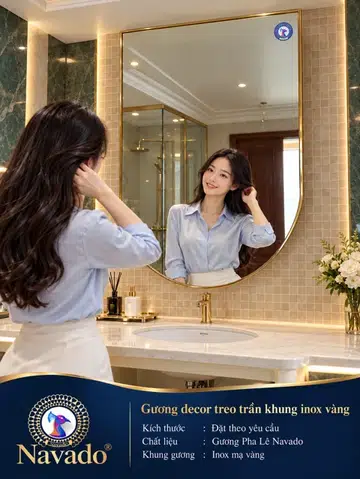 Ceiling-hung Gold Stainless Steel Mirror