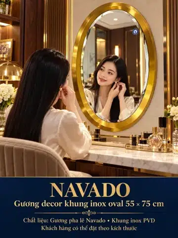 Oval Stainless Steel Framed Mirror 55 × 75 cm