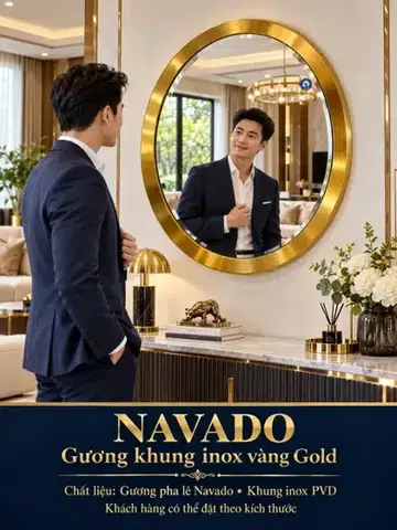 Gold Stainless Steel Framed Mirror