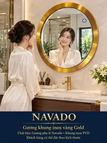 Gold Stainless Steel Framed Mirror