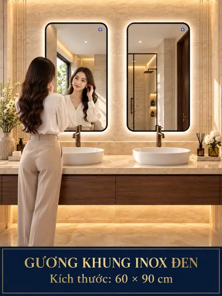 Black Stainless Steel Framed Mirror, 60 × 90 cm — NAVADO mirror