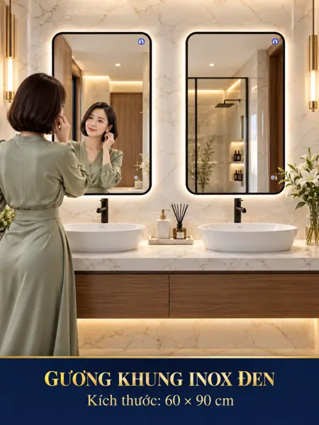 Black Stainless Steel Framed Mirror, 60 × 90 cm — NAVADO mirror