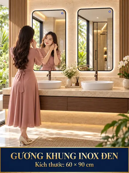 Black Stainless Steel Framed Mirror, 60 × 90 cm — NAVADO mirror