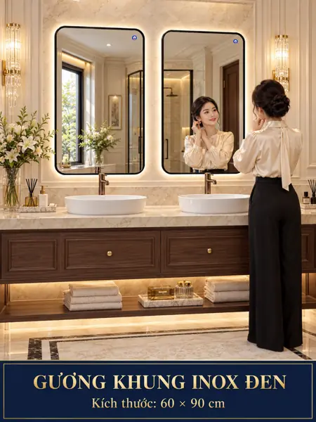 Black Stainless Steel Framed Mirror, 60 × 90 cm — NAVADO mirror
