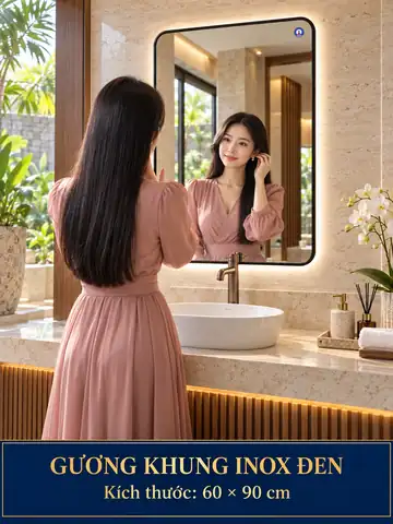 Black Stainless Steel Framed Mirror, 60 × 90 cm — NAVADO mirror