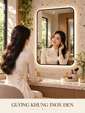 Black Stainless Steel Framed Mirror, 60 × 90 cm — NAVADO mirror