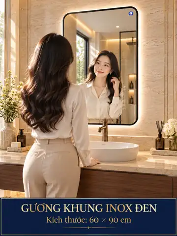Black Stainless Steel Framed Mirror, 60 × 90 cm — NAVADO mirror