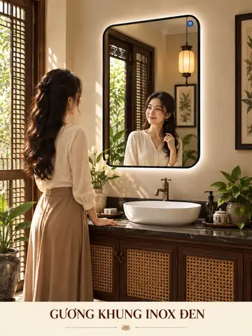 Black Stainless Steel Framed Mirror, 60 × 90 cm — NAVADO mirror