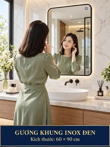 Black Stainless Steel Framed Mirror, 60 × 90 cm — NAVADO mirror