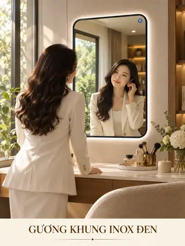 Black Stainless Steel Framed Mirror, 60 × 90 cm — NAVADO mirror