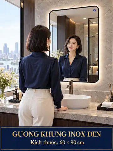 Black Stainless Steel Framed Mirror, 60 × 90 cm — NAVADO mirror