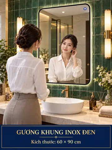 Black Stainless Steel Framed Mirror, 60 × 90 cm — NAVADO mirror