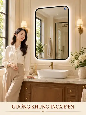 Black Stainless Steel Framed Mirror, 60 × 90 cm — NAVADO mirror