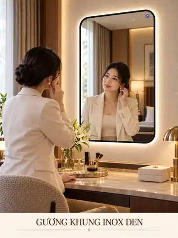 Black Stainless Steel Framed Mirror, 60 × 90 cm — NAVADO mirror