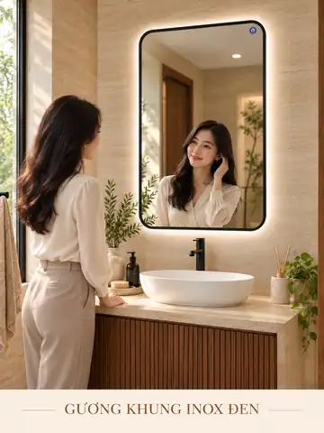 Black Stainless Steel Framed Mirror, 60 × 90 cm — NAVADO mirror