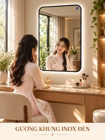 Black Stainless Steel Framed Mirror, 60 × 90 cm — NAVADO mirror