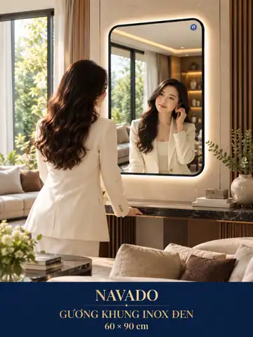 Black Stainless Steel Framed Mirror, 60 × 90 cm — NAVADO mirror