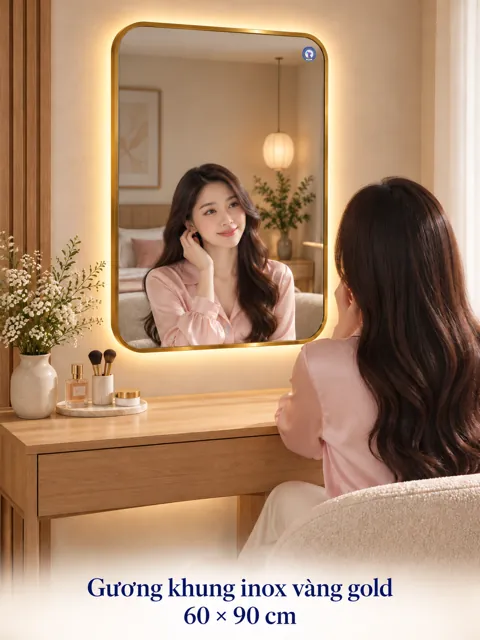 Gold stainless steel 60 × 90 vanity — NAVADO mirror
