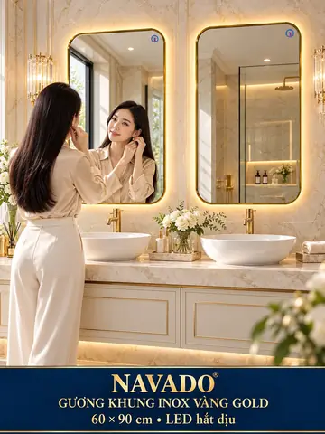 Gold stainless steel 60 × 90 bathroom — NAVADO mirror
