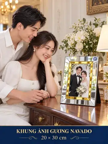 Mirrored Photo Frame Silver and Gold Tabletop