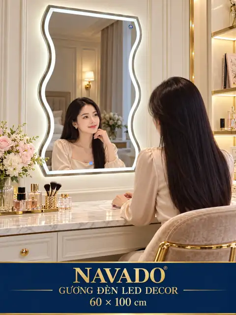 Wave-Shaped LED Mirror, 60 × 100 cm — NAVADO mirror