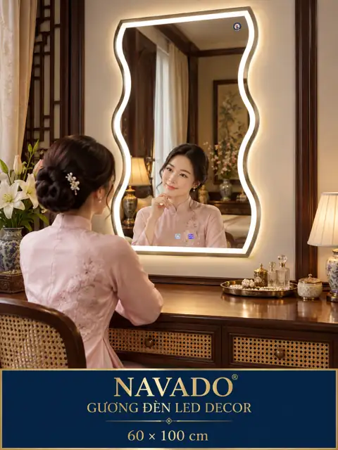 Wave-Shaped LED Mirror, 60 × 100 cm — NAVADO mirror