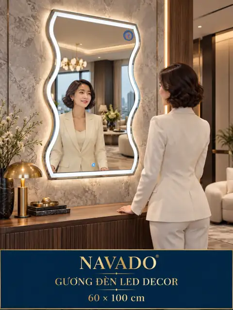 Wave-Shaped LED Mirror, 60 × 100 cm — NAVADO mirror