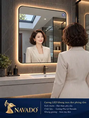 Black Stainless Steel Framed LED Bathroom Mirror