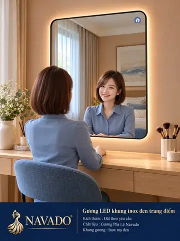 Black Stainless Steel Framed LED Vanity Mirror
