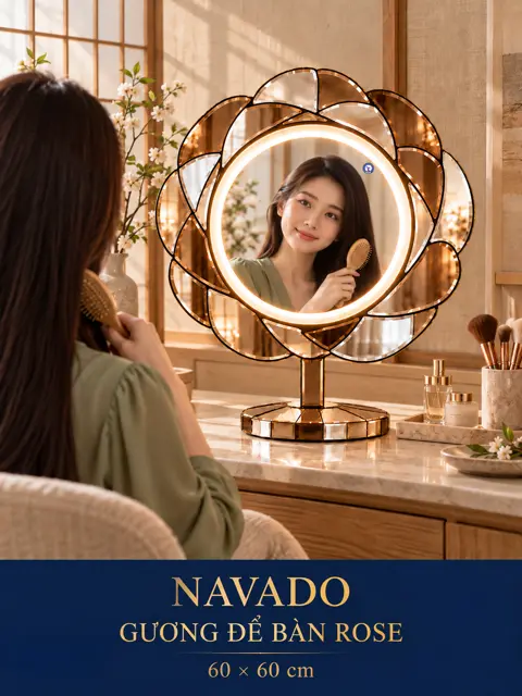 Rose Tabletop LED Mirror, 60 × 60 cm — NAVADO mirror