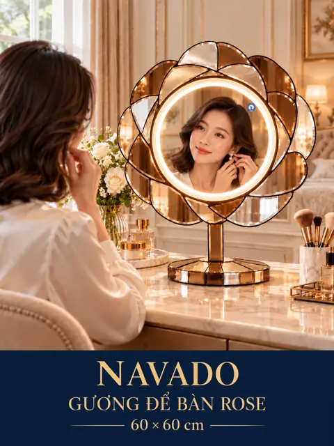 Rose Tabletop LED Mirror, 60 × 60 cm — NAVADO mirror