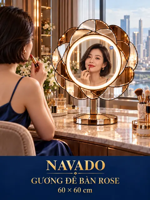 Rose Tabletop LED Mirror, 60 × 60 cm — NAVADO mirror