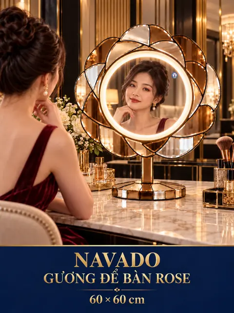 Rose Tabletop LED Mirror, 60 × 60 cm — NAVADO mirror