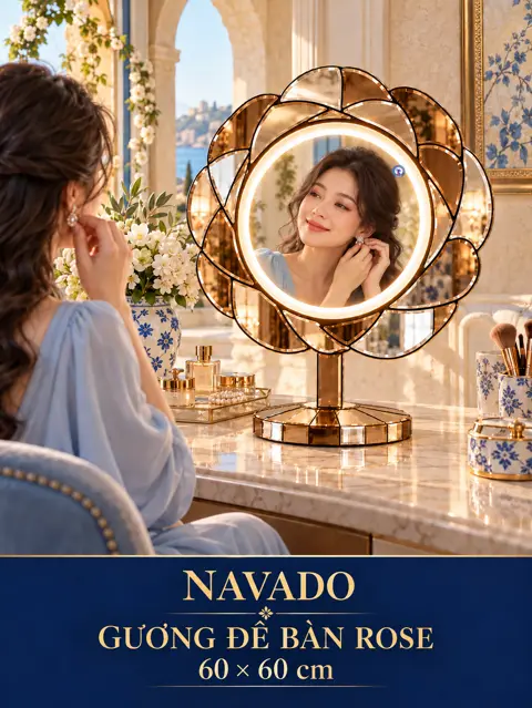 Rose Tabletop LED Mirror, 60 × 60 cm — NAVADO mirror