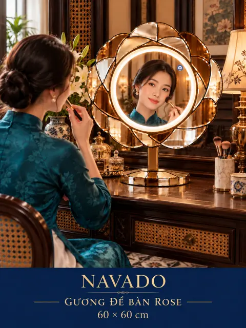 Rose Tabletop LED Mirror, 60 × 60 cm — NAVADO mirror