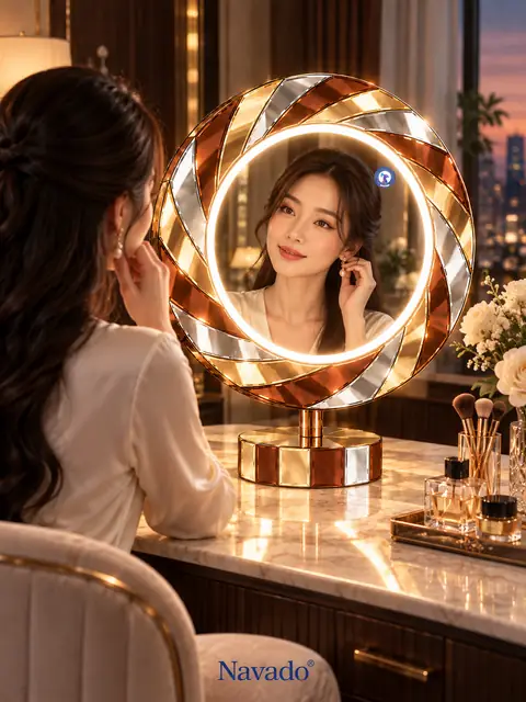 Tornado Tabletop LED Mirror, 60 × 60 cm — NAVADO mirror
