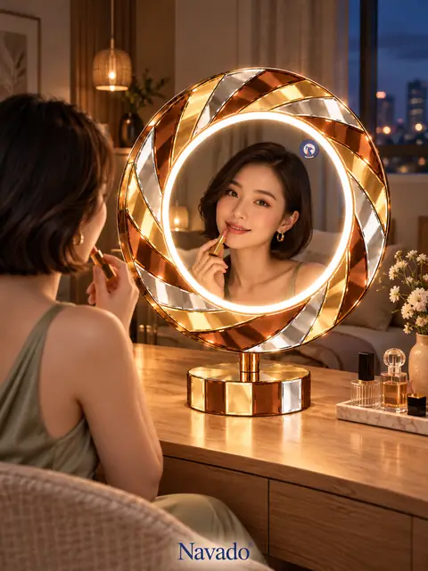 Tornado Tabletop LED Mirror, 60 × 60 cm — NAVADO mirror