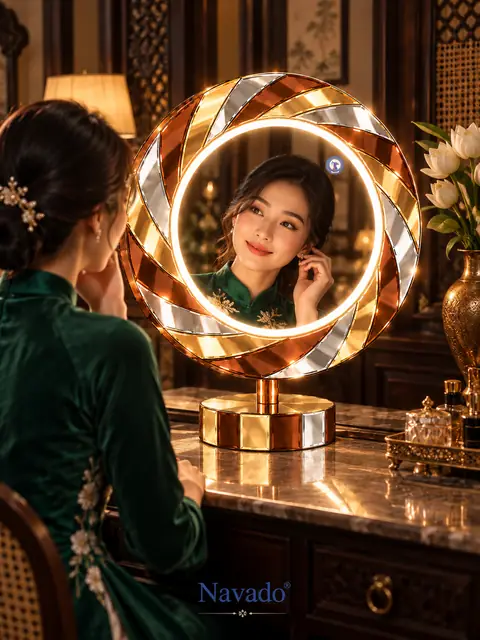 Tornado Tabletop LED Mirror, 60 × 60 cm — NAVADO mirror