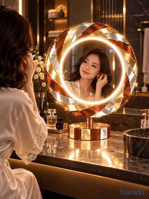 Tornado Tabletop LED Mirror, 60 × 60 cm — NAVADO mirror