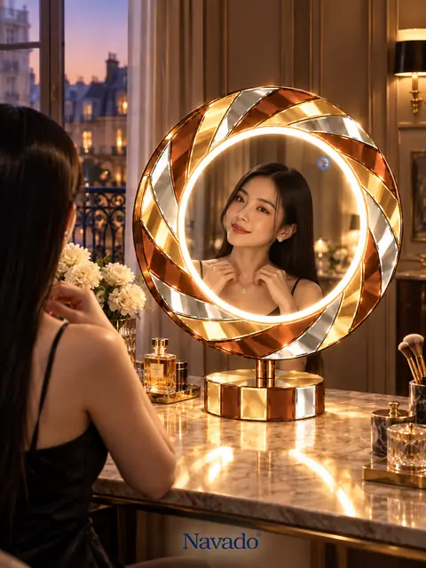 Tornado Tabletop LED Mirror, 60 × 60 cm — NAVADO mirror