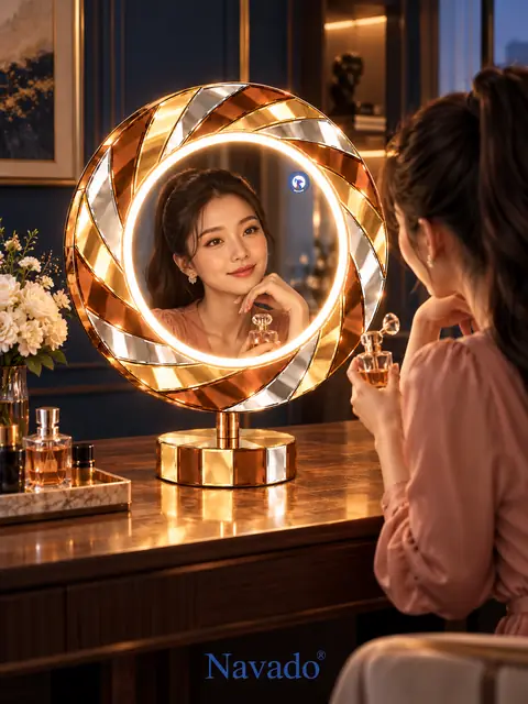 Tornado Tabletop LED Mirror, 60 × 60 cm — NAVADO mirror