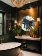 Luxury Round Leaf-Inspired Bathroom Wall Art Mirror Nuer NAV 2044-NT