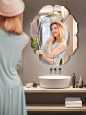 Unique Nature-Inspired Bathroom Wall Art Mirror Lotus NAV 2034-NT - Image 2